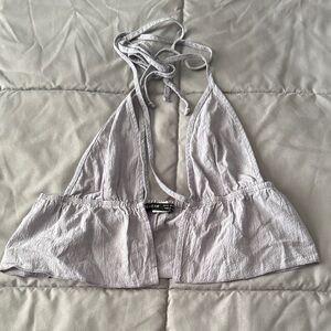 Gray/ Dusty Blue Halter Top (XS)